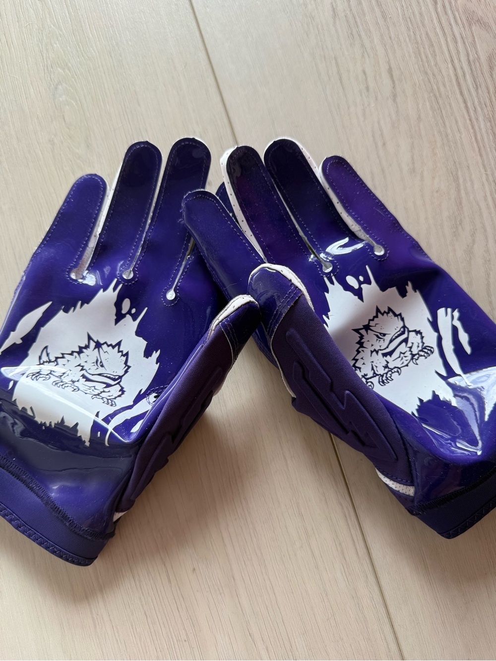 Nike TCU Horned Frogs Team Issued SuperBad 3XL XXXL  NCAA Football Gloves Purple